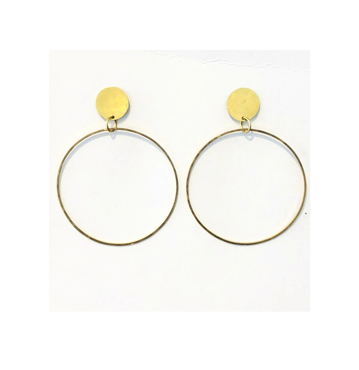 Unique Brass Earring for Party Ware Items and Gift Jewlery Round Shape Design Piece with Shot Dress Use