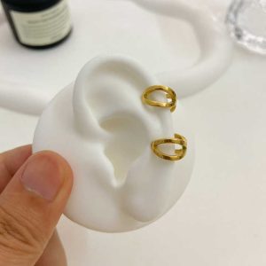 2025 Fashion Jewelry Multi Layer Winding Cross Ear Buckle Female Metal Sense Coil Stainless Steel Gold Plated Ear Buckle Earring