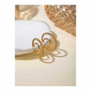 Minimalist Non Piercing Earrings Wholesale Double Twisted C Ear Clips Stainless Steel Fashion Dainty Ear Cuff Earrings