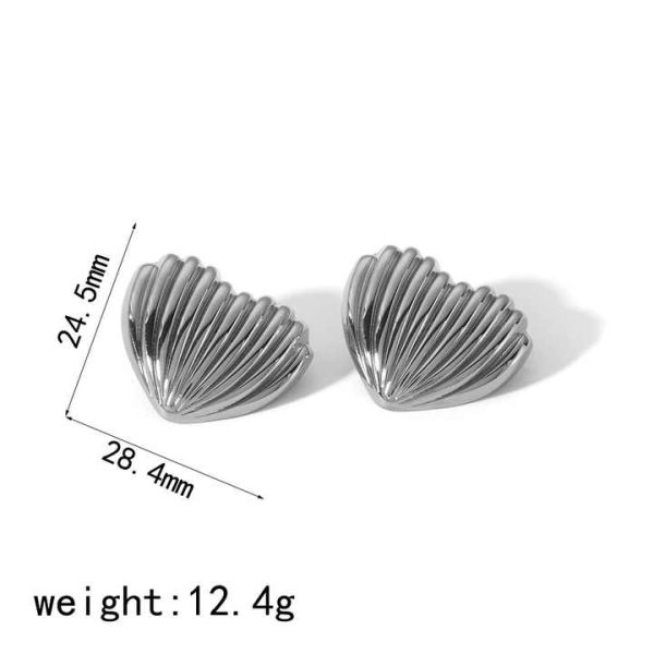 Hot-selling Anti-allergy High-grade love Earrings Titanium Steel Heart-shaped Vertical Stripes 18k Gold Fashion Earrings
