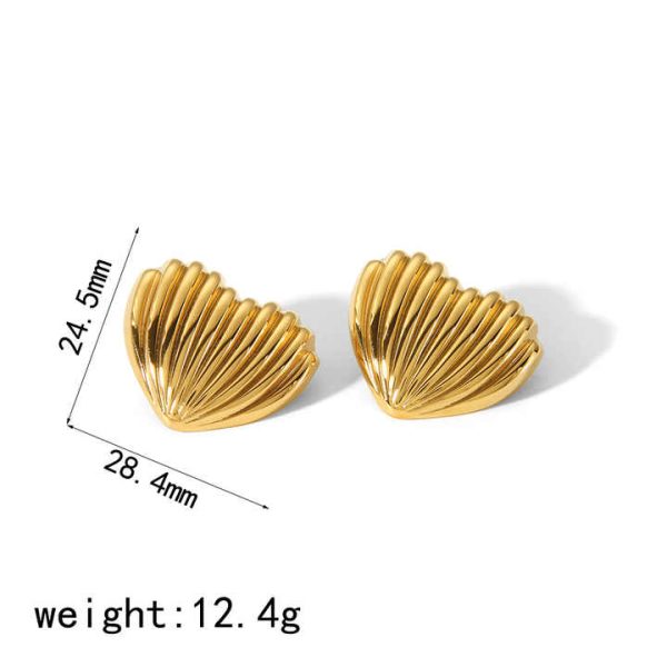 Hot-selling Anti-allergy High-grade love Earrings Titanium Steel Heart-shaped Vertical Stripes 18k Gold Fashion Earrings