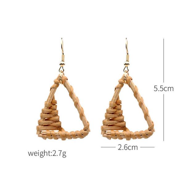 Hot Best Selling Handmade Boho Statement Earrings Natural Rattan Knit Straw Earrings for Women