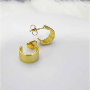 Trendy Brass Punk Cuff Stud Earrings for Women - 18K Gold Plated Geometric Jewelry with Rhodium Finish