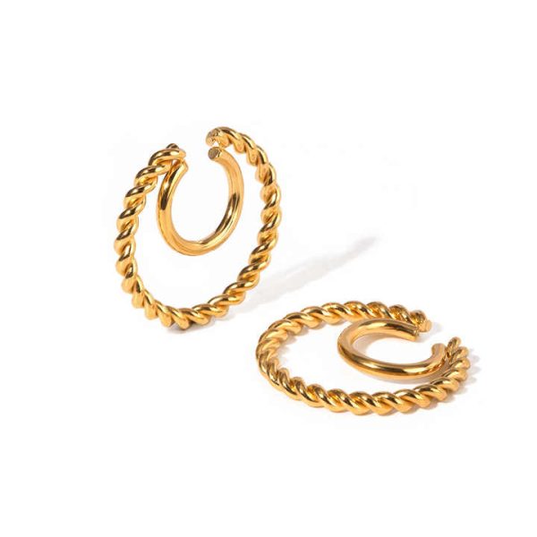 New Design Stainless Steel 18K PVD Gold Plated Ear Cuff Ear Bone Clips Earrings for Women Fashion Jewelry