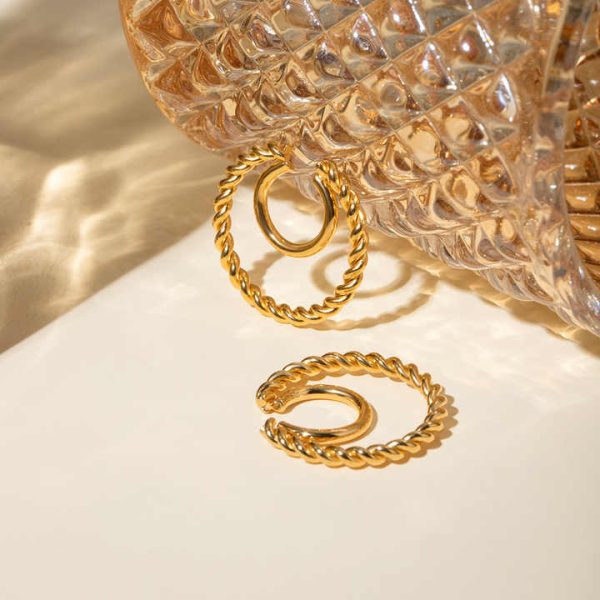 New Design Stainless Steel 18K PVD Gold Plated Ear Cuff Ear Bone Clips Earrings for Women Fashion Jewelry