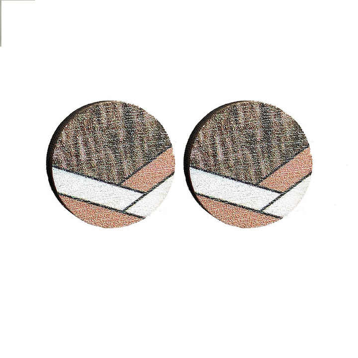 Hot Hexagonal Wooden Stud Earrings Bohemian Retro Geometric Earrings for Seaside Vacation