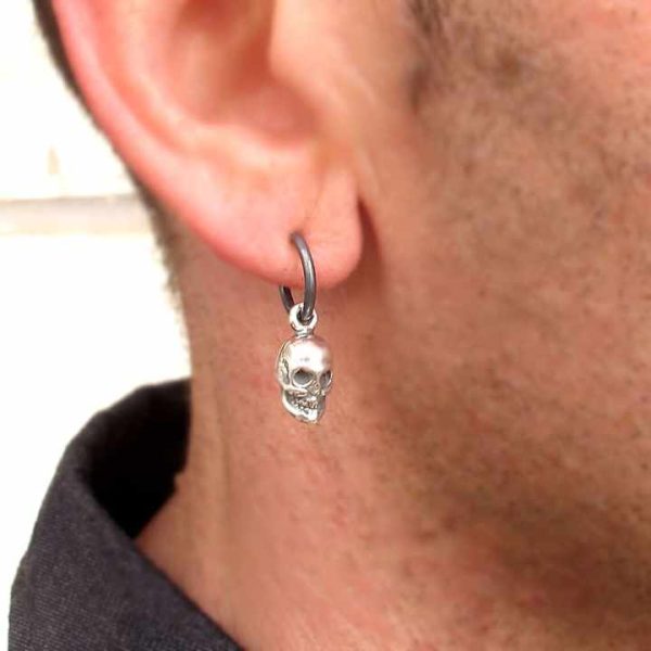 Mens Earring Skull Earring for Men Punk Earring Hoop Black Unisex Gothic Jewelry Made of Stainless Steel Gift for Men