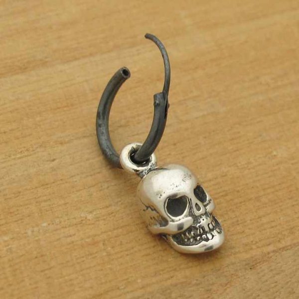 Mens Earring Skull Earring for Men Punk Earring Hoop Black Unisex Gothic Jewelry Made of Stainless Steel Gift for Men