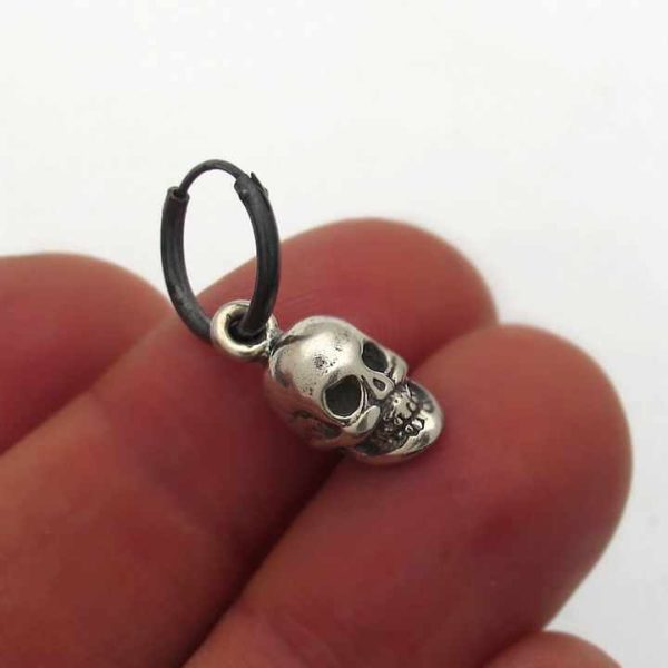 Mens Earring Skull Earring for Men Punk Earring Hoop Black Unisex Gothic Jewelry Made of Stainless Steel Gift for Men