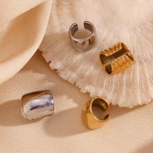 18K Gold Plated 316L Stainless Steel Trendy Ear Cuff for Women Hypoallergenic Engagement Earrings