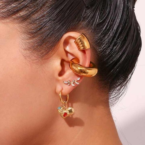 Guarantee Exaggerated Fashion Ear Cuff 18K Gold Plated Jewelry Tarnish Free Jewelry 316L Stainless Steel Earrings