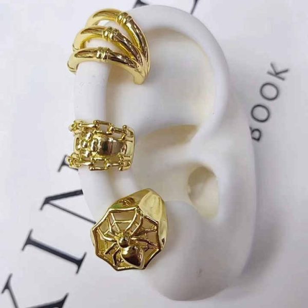 Latest Design Fashion Jewelry Earrings Cuff Gold Plated Brass Ear Cuff Earrings for Women