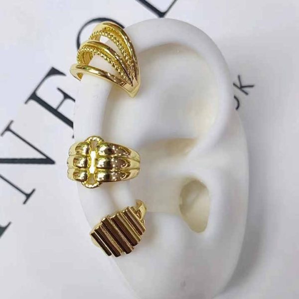Latest Design Fashion Jewelry Earrings Cuff Gold Plated Brass Ear Cuff Earrings for Women