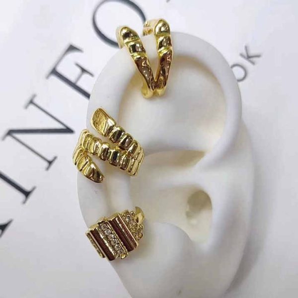 Latest Design Fashion Jewelry Earrings Cuff Gold Plated Brass Ear Cuff Earrings for Women