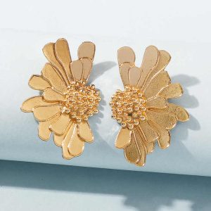 Vintage Alloy Cuff Earrings with Crystal Rhinestone Leaf Design for Women