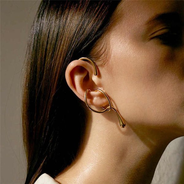 Trendy Ear Clip Gold Silver Color Metal Geometric Irregular Ear Cuff Women Fashion Jewelry Accessories No Piercing Ear Jewelry