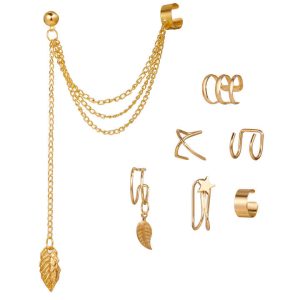 Go Party 11Styles Ear Clip Jewelry Set Fashion Geometric Leaf Star Earrings Non Piercing Cartilage Ear Cuffs Earrings