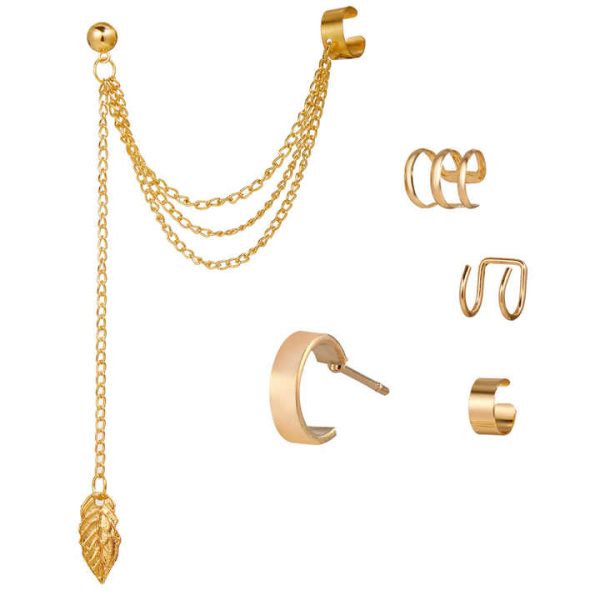 Go Party 11Styles Ear Clip Jewelry Set Fashion Geometric Leaf Star Earrings Non Piercing Cartilage Ear Cuffs Earrings