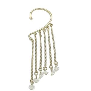 Vintage Pearl Tassel Ear Cuffs with Chains - No Piercing Alloy Earrings for Women, Anniversary Gift