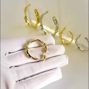 Hiphop Brass Zircon Butterfly Cuff Earrings with Micro Insert for Unisex