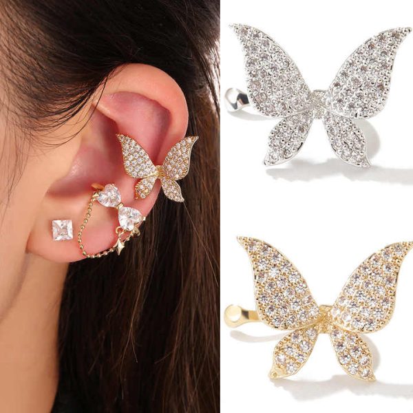 Joyas Fashion Jewelry Elegant Zircon Custom butterfly Designer Ear Cuff Earrings for Women
