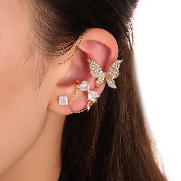Joyas Fashion Jewelry Elegant Zircon Custom butterfly Designer Ear Cuff Earrings for Women