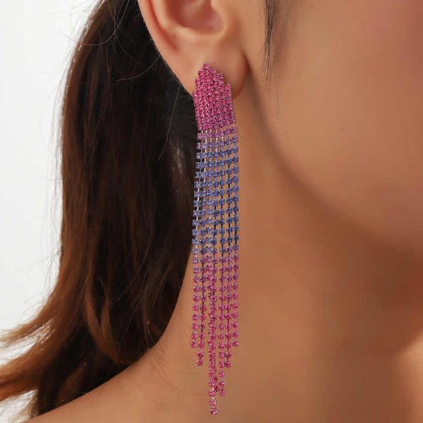 Hot Bling Bling Rainbow Crystal Earrings With Full Pave Rhinestone C-Shaped Stud Earrings