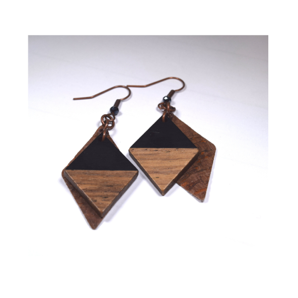 Wood and Resin Earrings Geometric Hot Sale Product Top Quality Earring Highly Polished with Sale