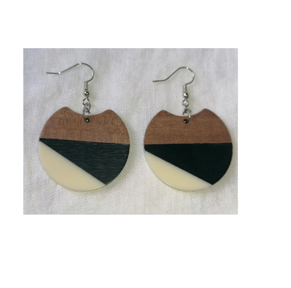 Wood and Resin Earrings Geometric Hot Sale Product Top Quality Earring Highly Polished with Sale