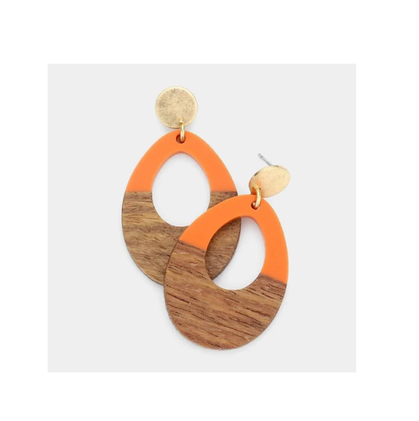 Wood and Resin Earrings Geometric Hot Sale Product Top Quality Earring Highly Polished with Sale