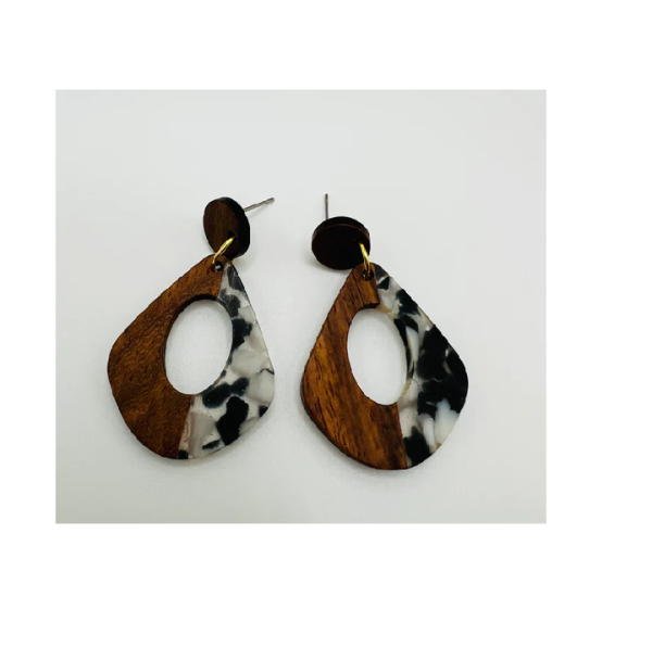 Wood and Resin Earrings Geometric Hot Sale Product Top Quality Earring Highly Polished with Sale