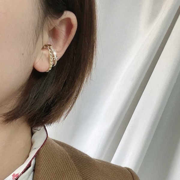 Quadrangle Star Inset Zircon Ear Bone Clip Suitable for Women to Wear Fashionable Temperament Party Gift Earrings