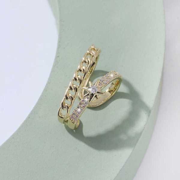 Quadrangle Star Inset Zircon Ear Bone Clip Suitable for Women to Wear Fashionable Temperament Party Gift Earrings