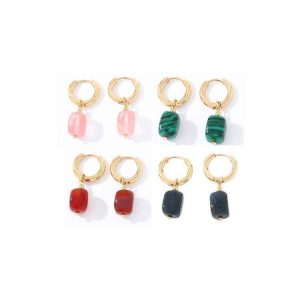 Multi-Color Zirconia Stainless Steel Drop Cuff Earrings for Weddings and Parties – Trendy Unisex Jewelry Wholesale