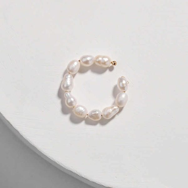 Elegant Adjustable Women Fashion Jewelry Natural Freshwater Pearl Non Pierced Ear Cuff Clip on Earrings