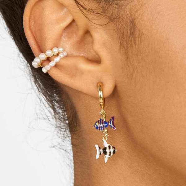 Elegant Adjustable Women Fashion Jewelry Natural Freshwater Pearl Non Pierced Ear Cuff Clip on Earrings