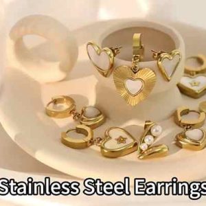 Trendy Fashion Asymmetric Drop Earrings Waterproof Stainless Steel Non-Fading Crystal Colorful Earrings for Women