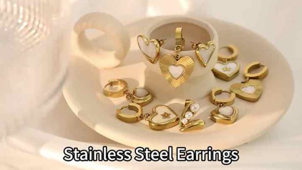 Trendy Fashion Asymmetric Drop Earrings Waterproof Stainless Steel Non-Fading Crystal Colorful Earrings for Women