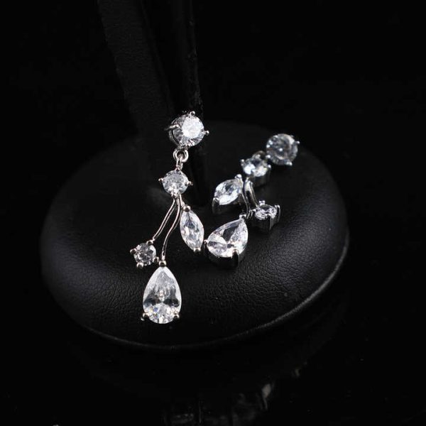 Fashion Earrings Women Trend 2022 Platinum Plating Silvery Zircon Drop Earrings Charm