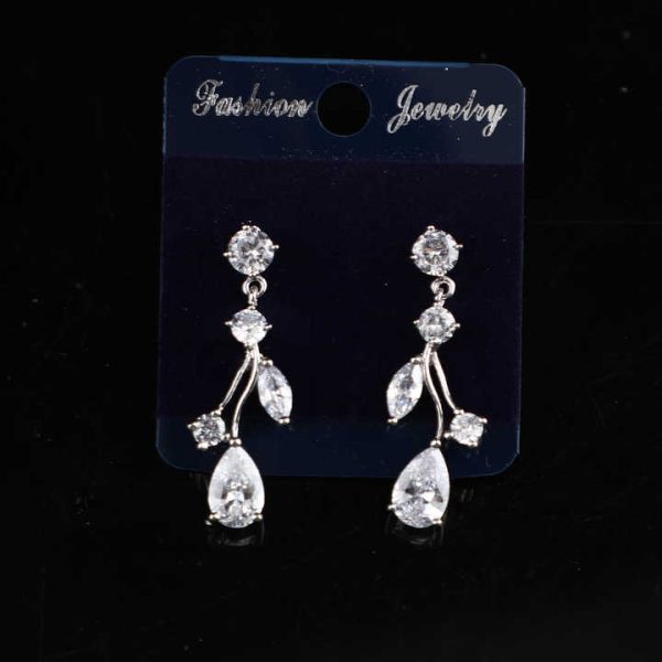 Fashion Earrings Women Trend 2022 Platinum Plating Silvery Zircon Drop Earrings Charm