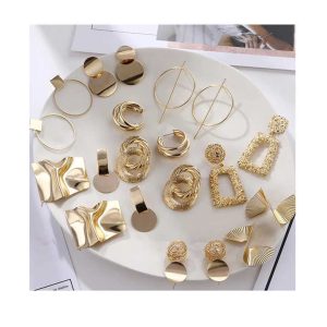 FNIO Fashion Vintage Earrings for Women Big Geometric Statement Gold Metal Drop Earrings 2020 Trendy Earings Jewelry Accessories