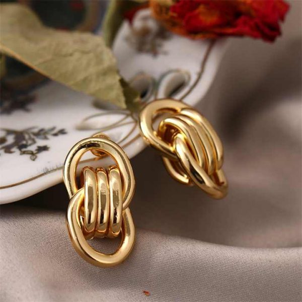 FNIO Fashion Vintage Earrings for Women Big Geometric Statement Gold Metal Drop Earrings 2020 Trendy Earings Jewelry Accessories