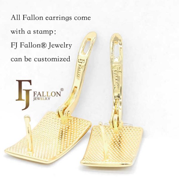 52202573-02 FJ Fallon Fashion Jewelry Tall Bar Cluster Drop Clip-On Earrings Plated in 14K Gold Brass Based