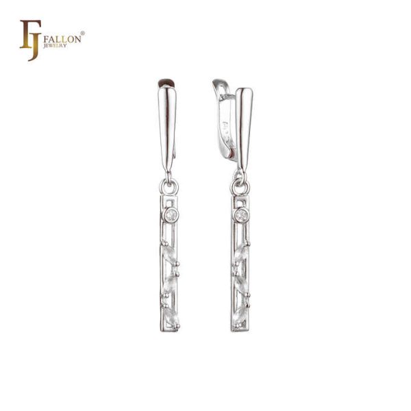 52202573-02 FJ Fallon Fashion Jewelry Tall Bar Cluster Drop Clip-On Earrings Plated in 14K Gold Brass Based