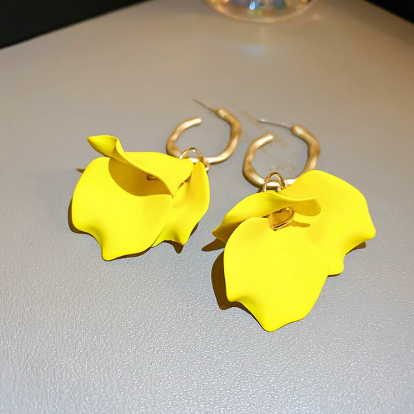 Qi Wei Wholesale Fashion Drop Earrings Beautiful Petals Ear Studs Real Gold Electroplated Silver Needle Vacation Style Ear