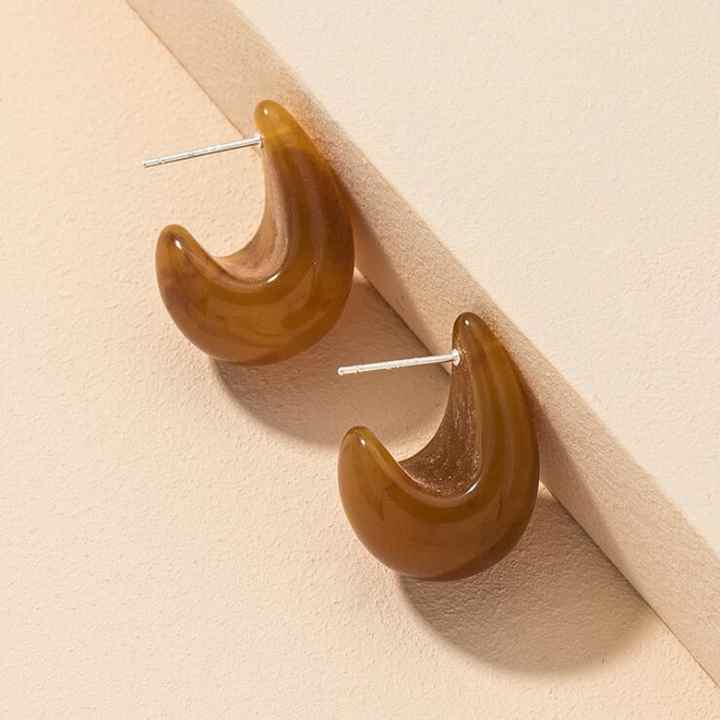 Fashion Retro Colourful Resin Acrylic C-shape Geometric Drop Earrings for Women Personality Summer Style