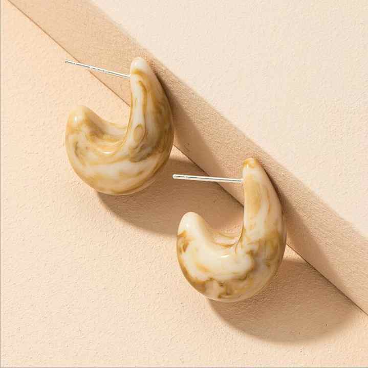 Fashion Retro Colourful Resin Acrylic C-shape Geometric Drop Earrings for Women Personality Summer Style