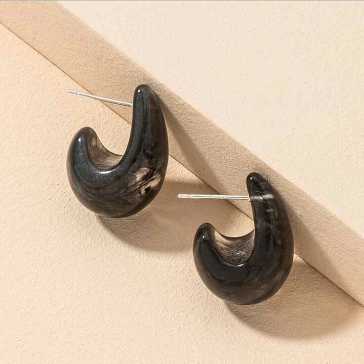 Fashion Retro Colourful Resin Acrylic C-shape Geometric Drop Earrings for Women Personality Summer Style