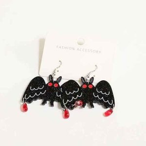 Trendy Punk Halloween Bat Drop Earrings - Gothic Acrylic Party Jewelry for Women