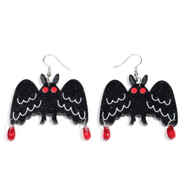 Women's Punk Halloween Fashion Drop Earrings Dark Black Little Bat Acrylic Design for Party
